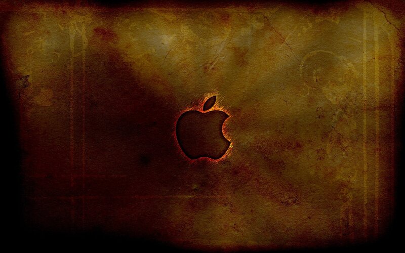 Apple Logo on Textured Surface — Brown, Dramatic