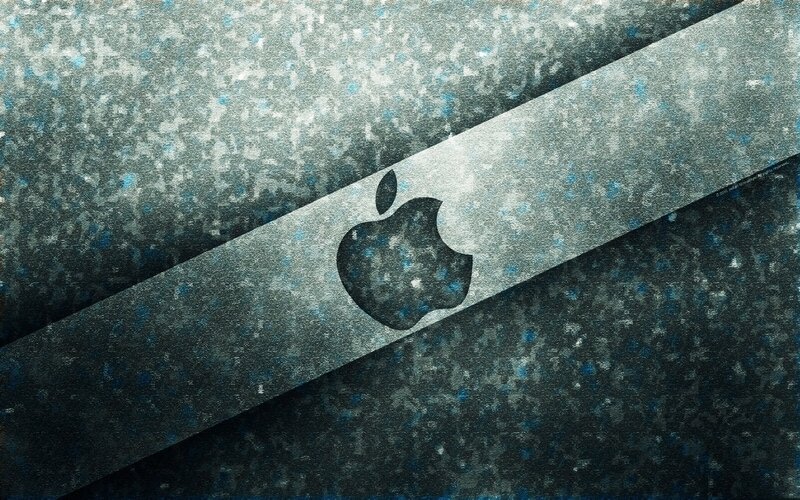 Apple Logo on Textured Surface — Gray, Gritty, Digital Art