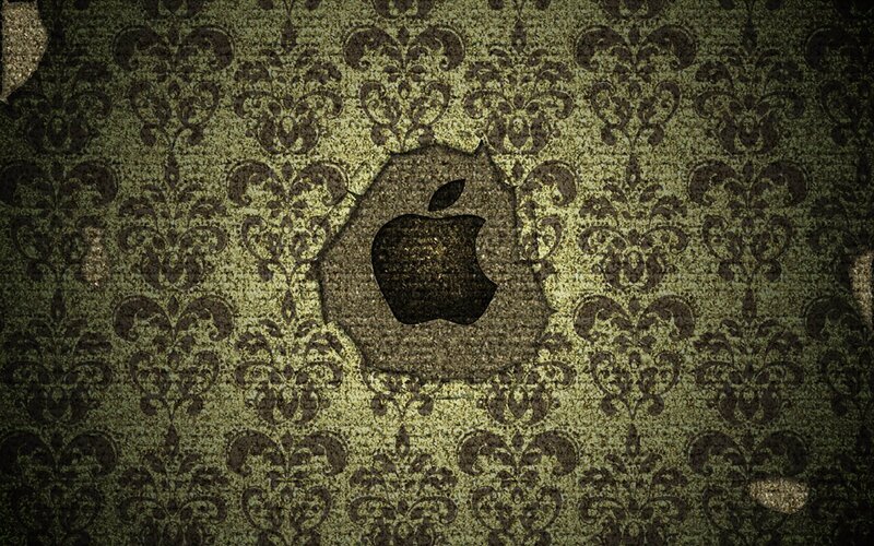 Apple logo on vintage wallpaper