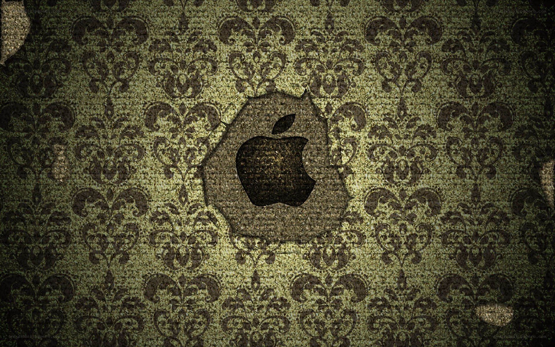 Apple logo on vintage wallpaper