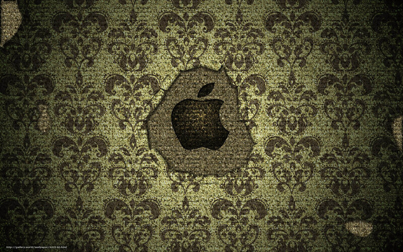 Apple logo on vintage wallpaper