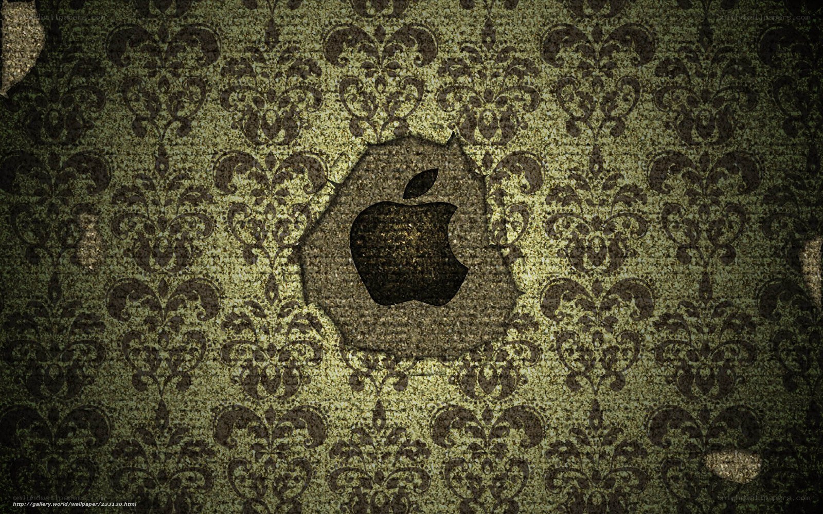 Apple logo on vintage wallpaper