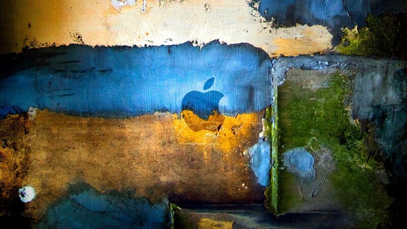 Apple Logo on Wall — Blue