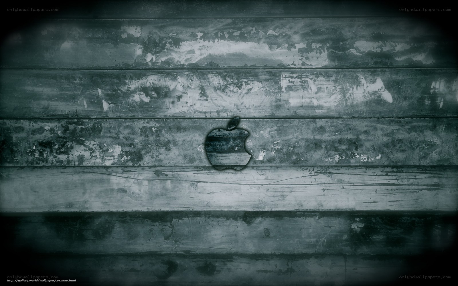 Apple logo on weathered wood