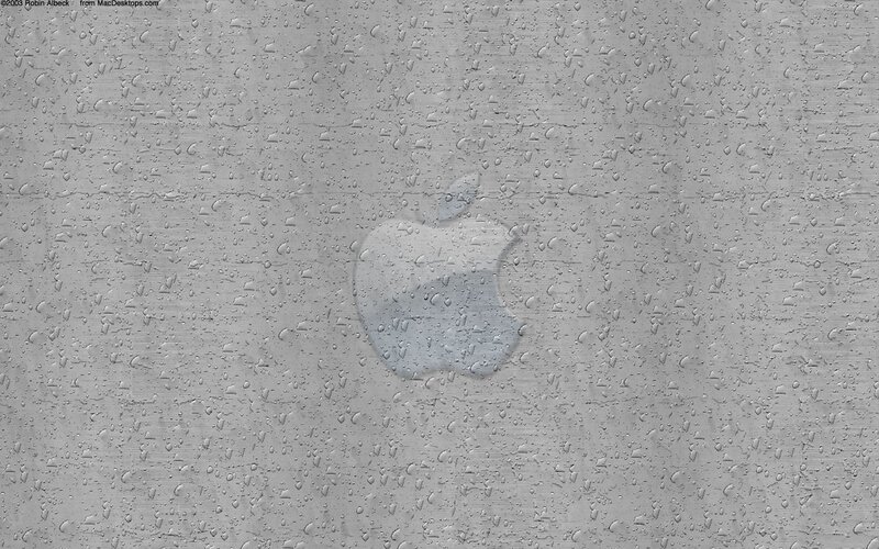 Apple logo on wet surface