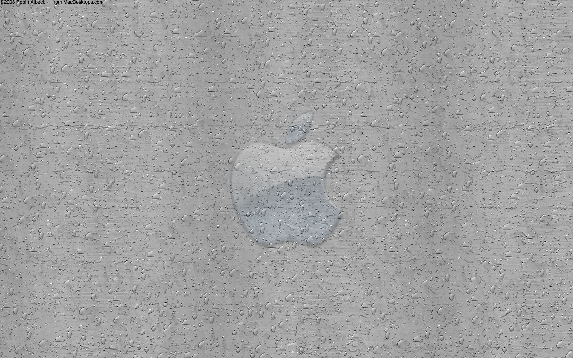 Apple logo on wet surface