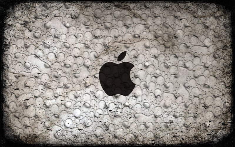 Apple Logo on Wet Surface — Gray
