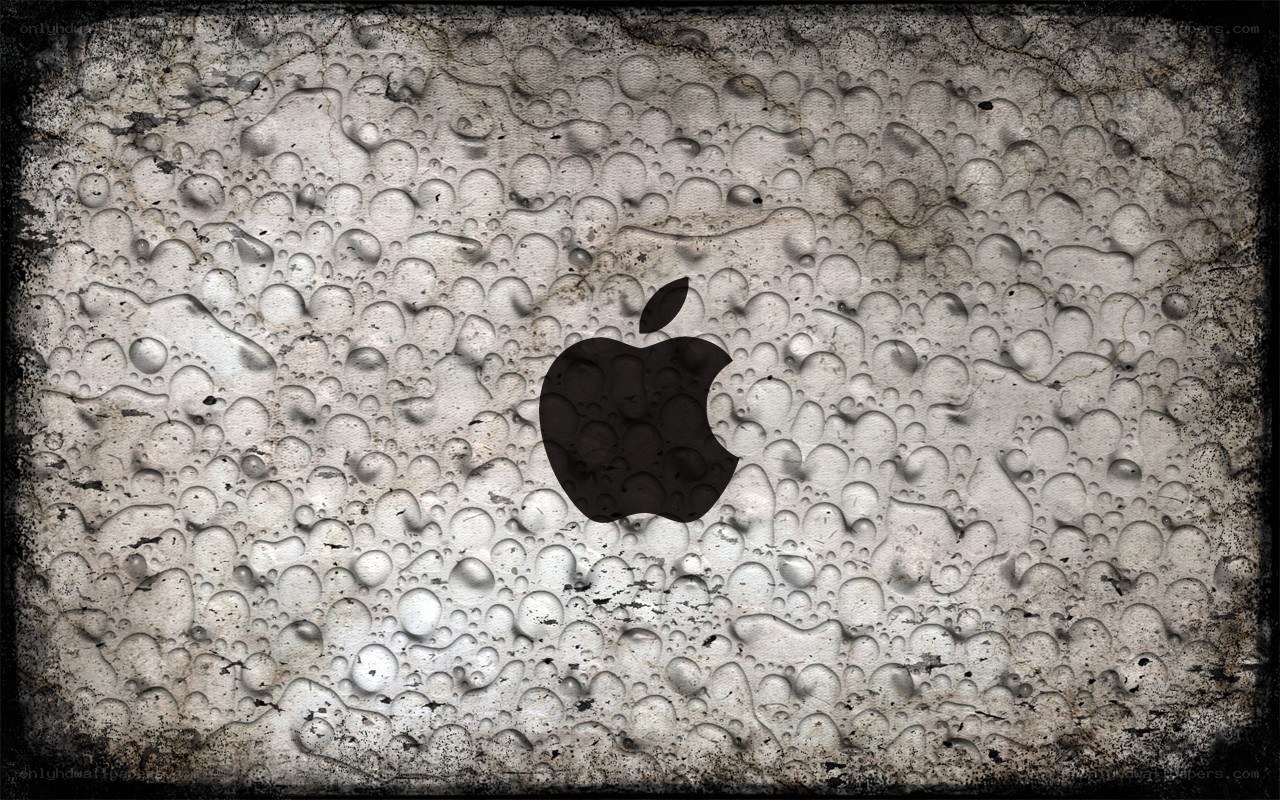 Apple logo on wet surface