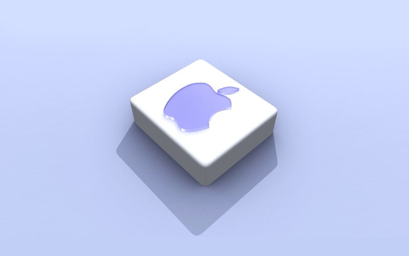 Apple logo on white cube