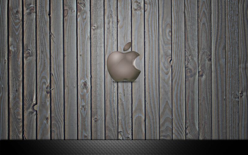 Apple logo on wood