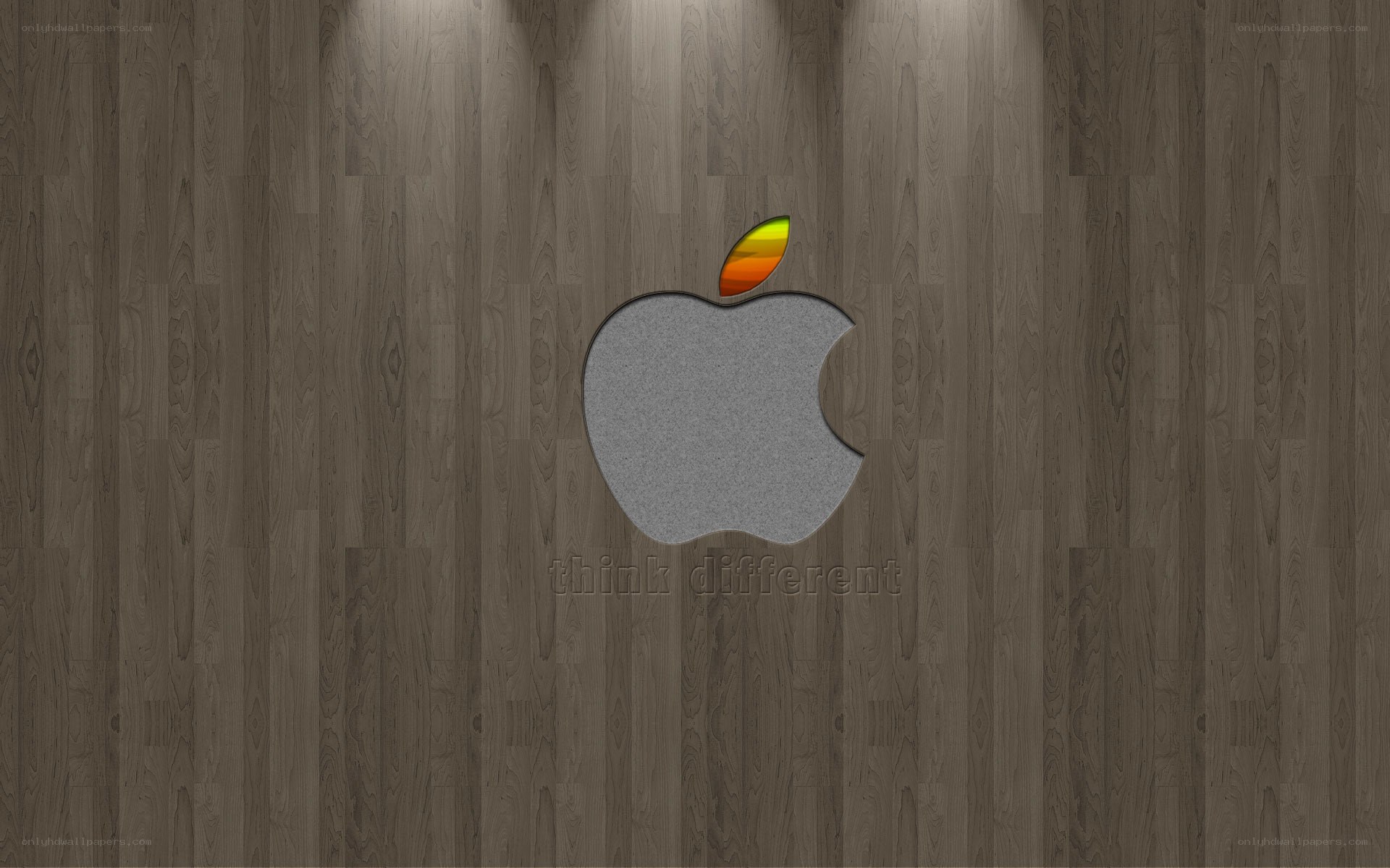 Apple logo on wood background