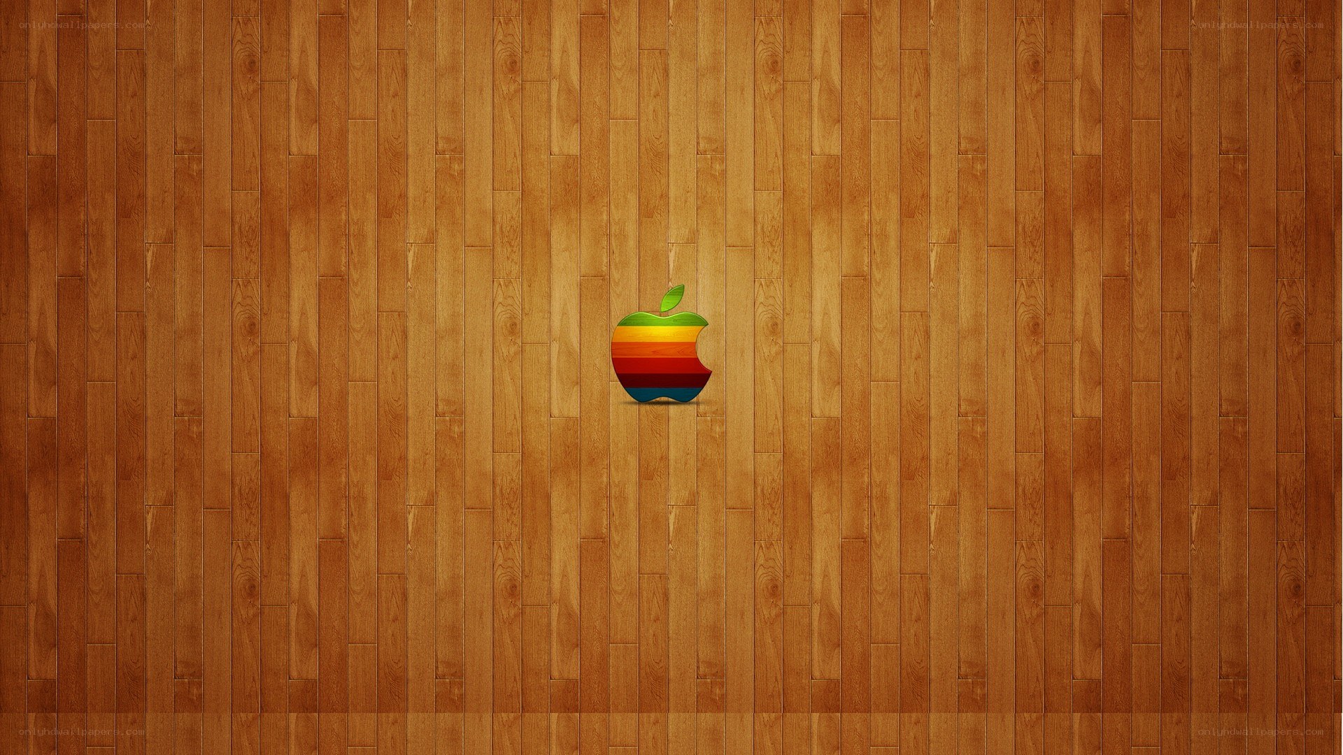 Apple logo on wood background