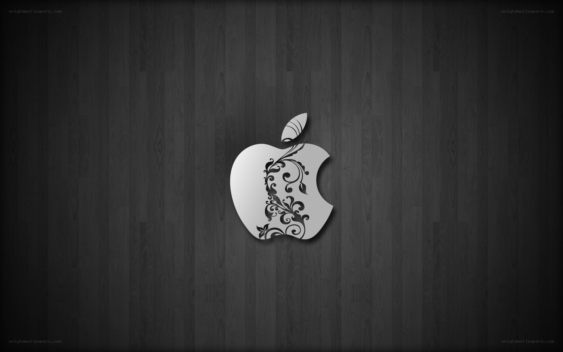 Apple logo on wood background