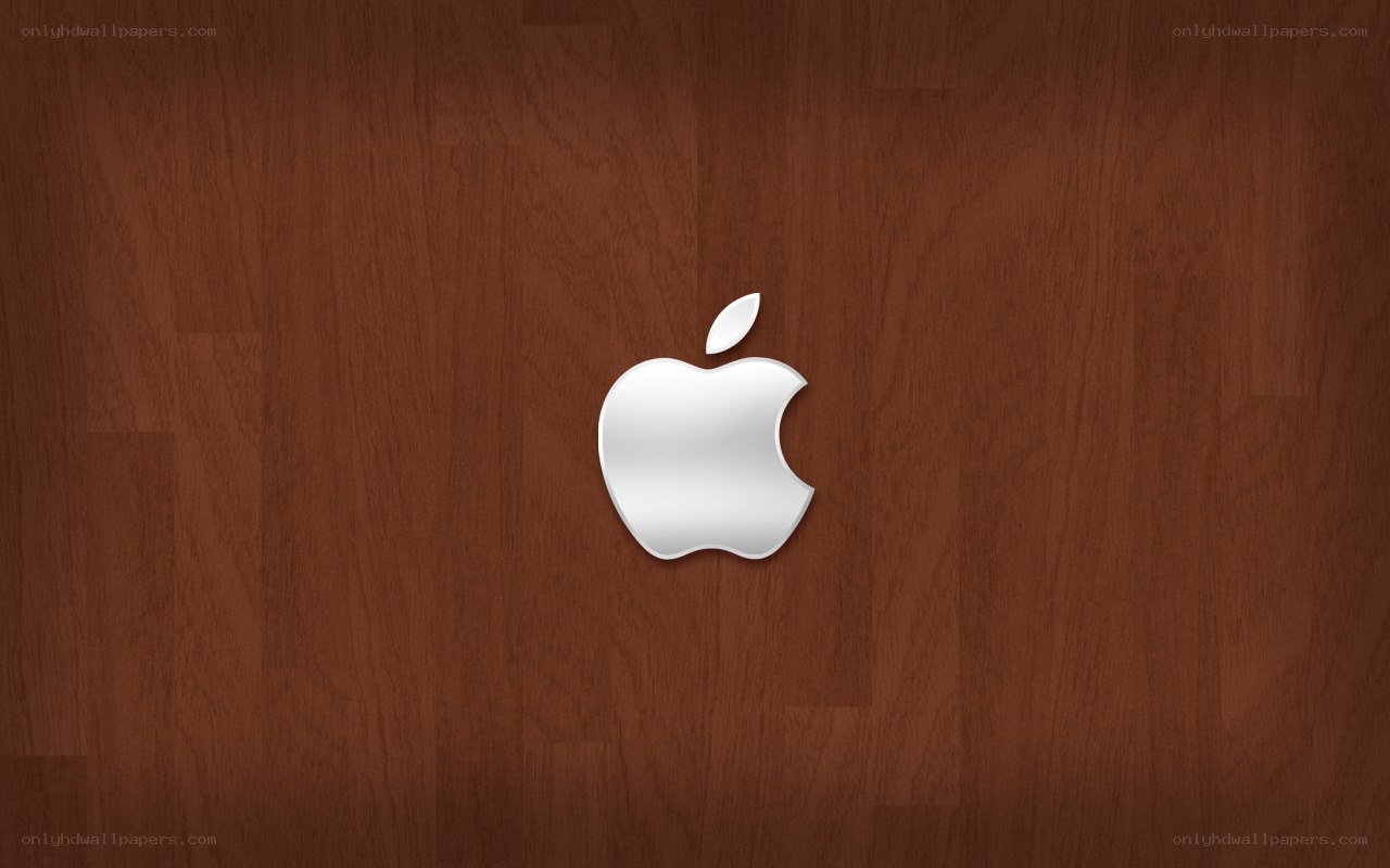 Apple logo on wood background