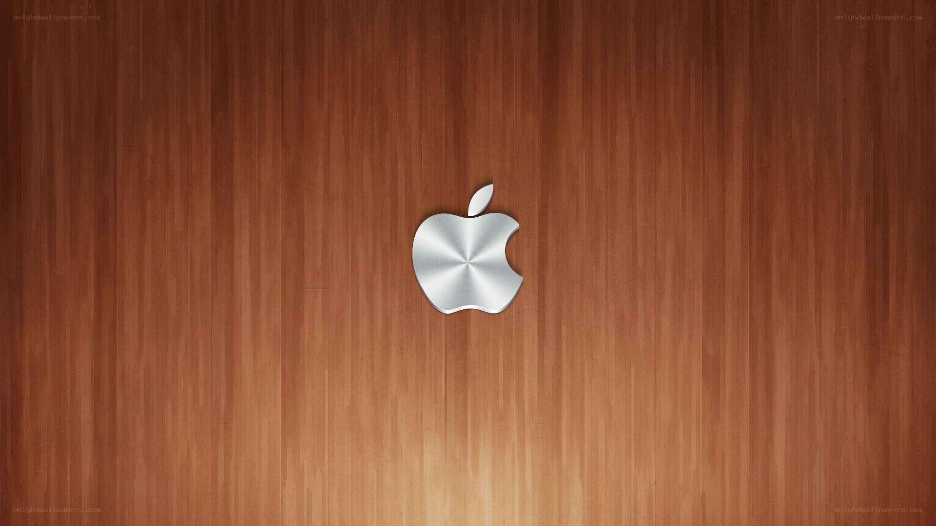 Apple logo on wood background
