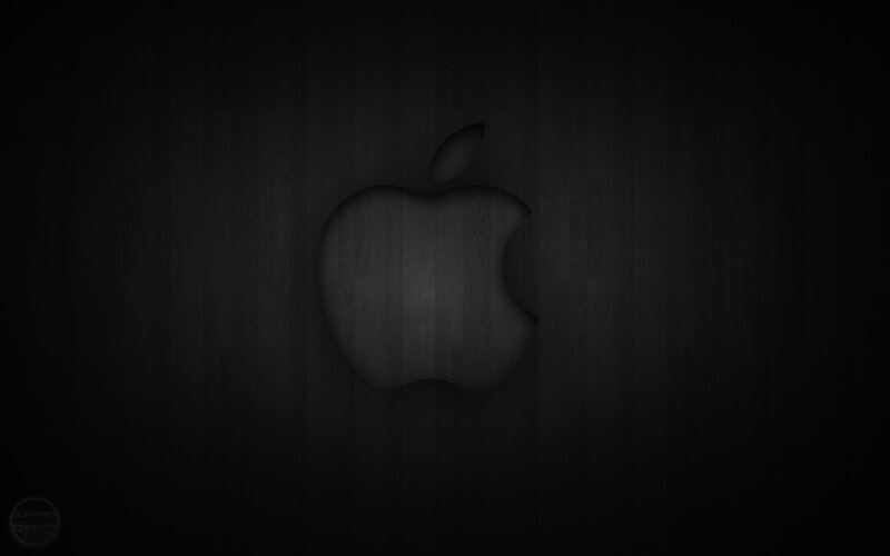 Apple Logo on Wood — Black, Dark