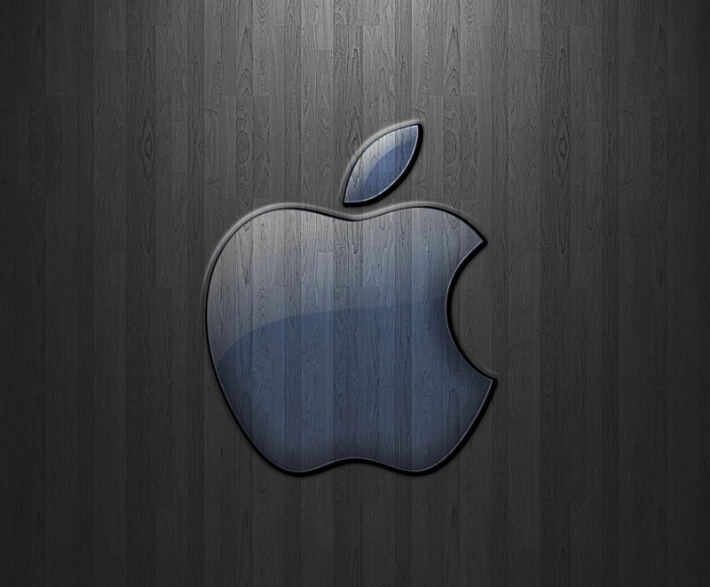Apple Logo on Wood — Black, Minimalist
