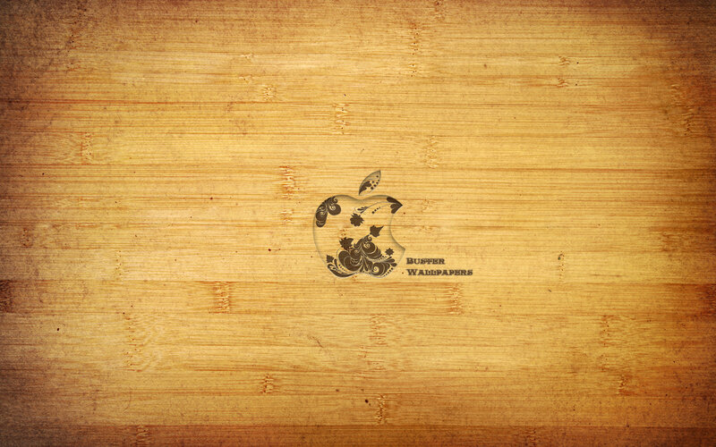 Apple Logo on Wood — Brown, Calm