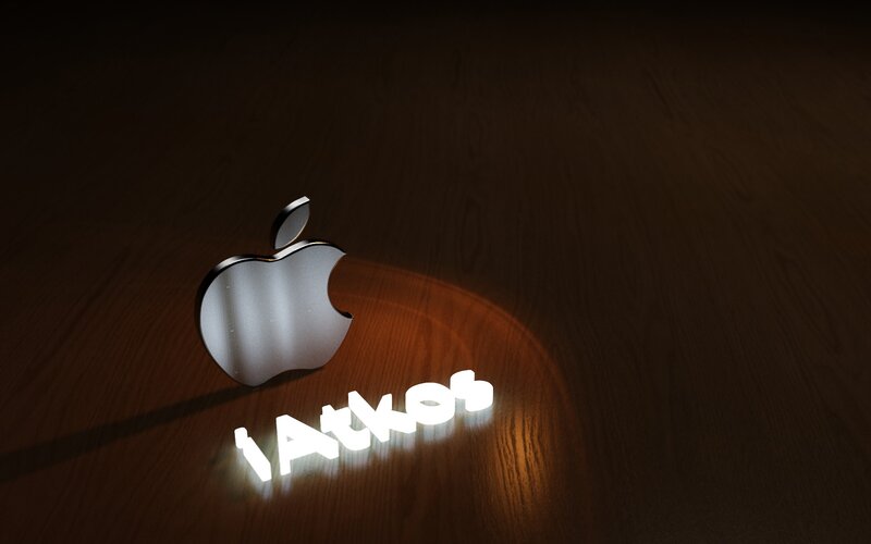 Apple Logo on Wood — Brown, Dramatic, 3d Render