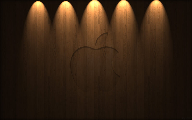 Apple Logo on Wood — Brown, Dramatic