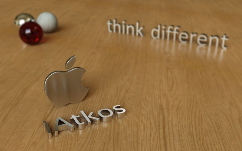 Apple Logo on Wood — Brown, Minimalist, 3d Render