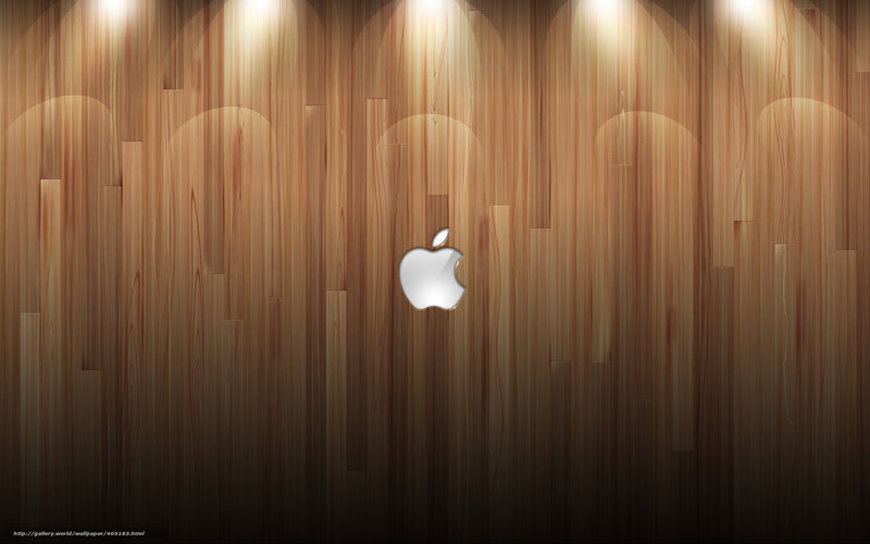 Apple Logo on Wood — Brown, Minimalist, Digital Art, Wood Paneling