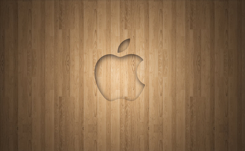 Apple Logo on Wood — Brown, Minimalist