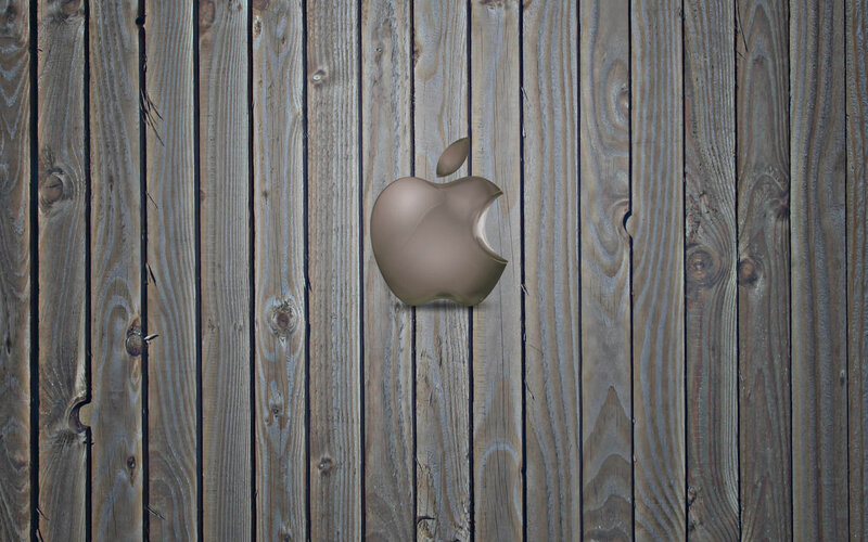 Apple Logo on Wood — Brown, Neutral, 3d Render