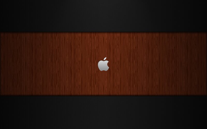 Apple Logo on Wood — Brown, Neutral, Minimalist