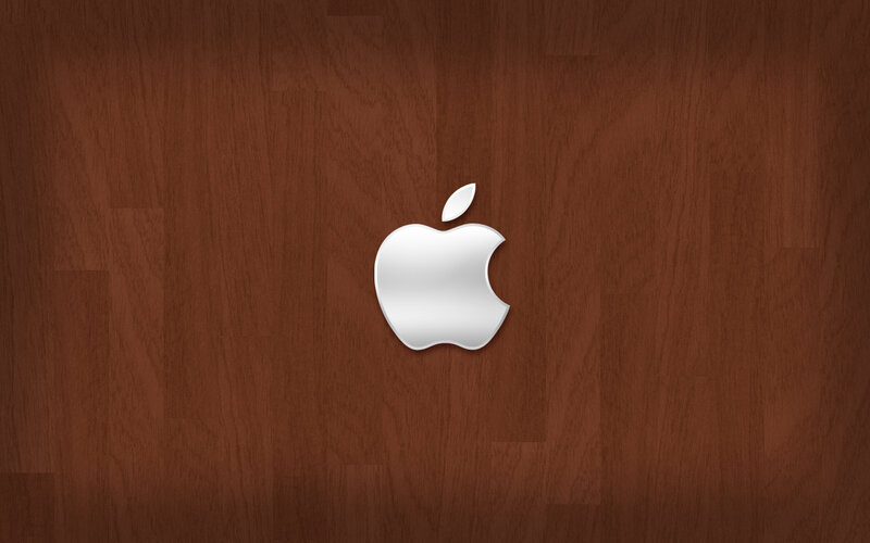 Apple Logo on Wood — Brown, Neutral, Minimalist, Wood Grain
