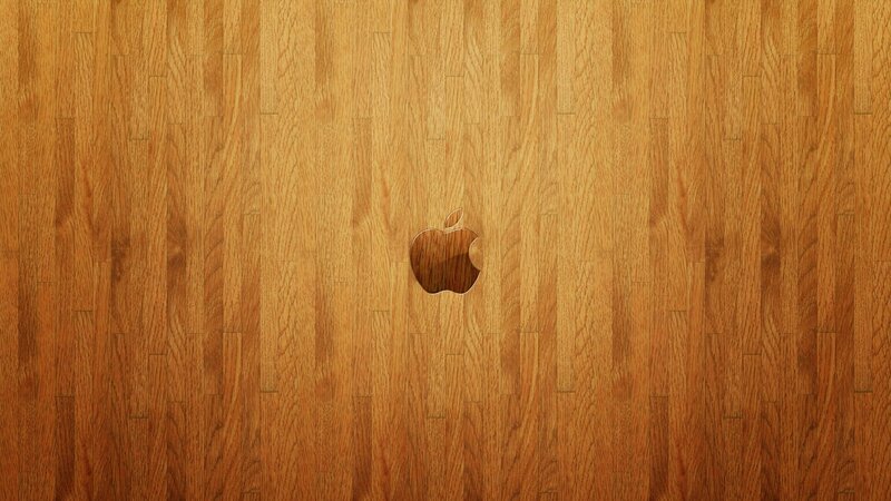Apple Logo on Wood — Brown, Neutral, Photograph, Wood Grain