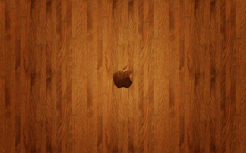 Apple Logo on Wood — Brown, Neutral