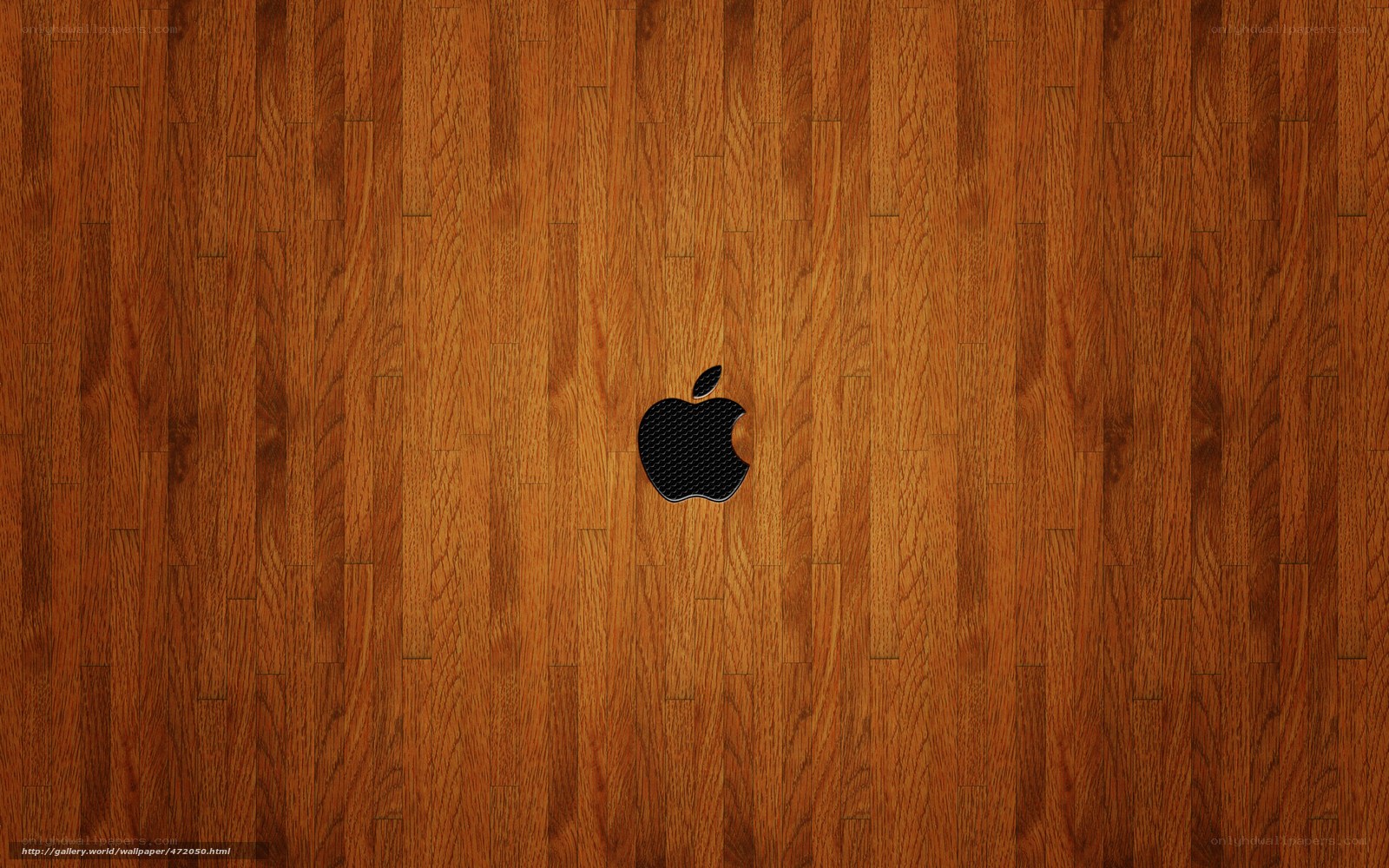 Apple logo on wood floor