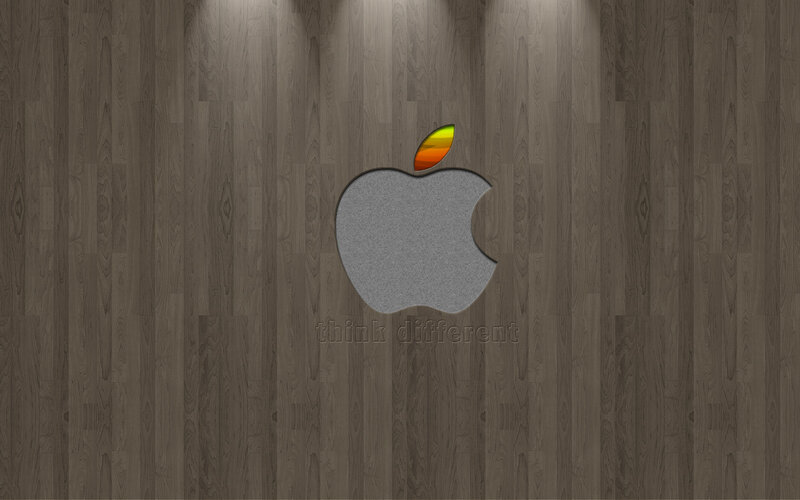 Apple Logo on Wood — Gray