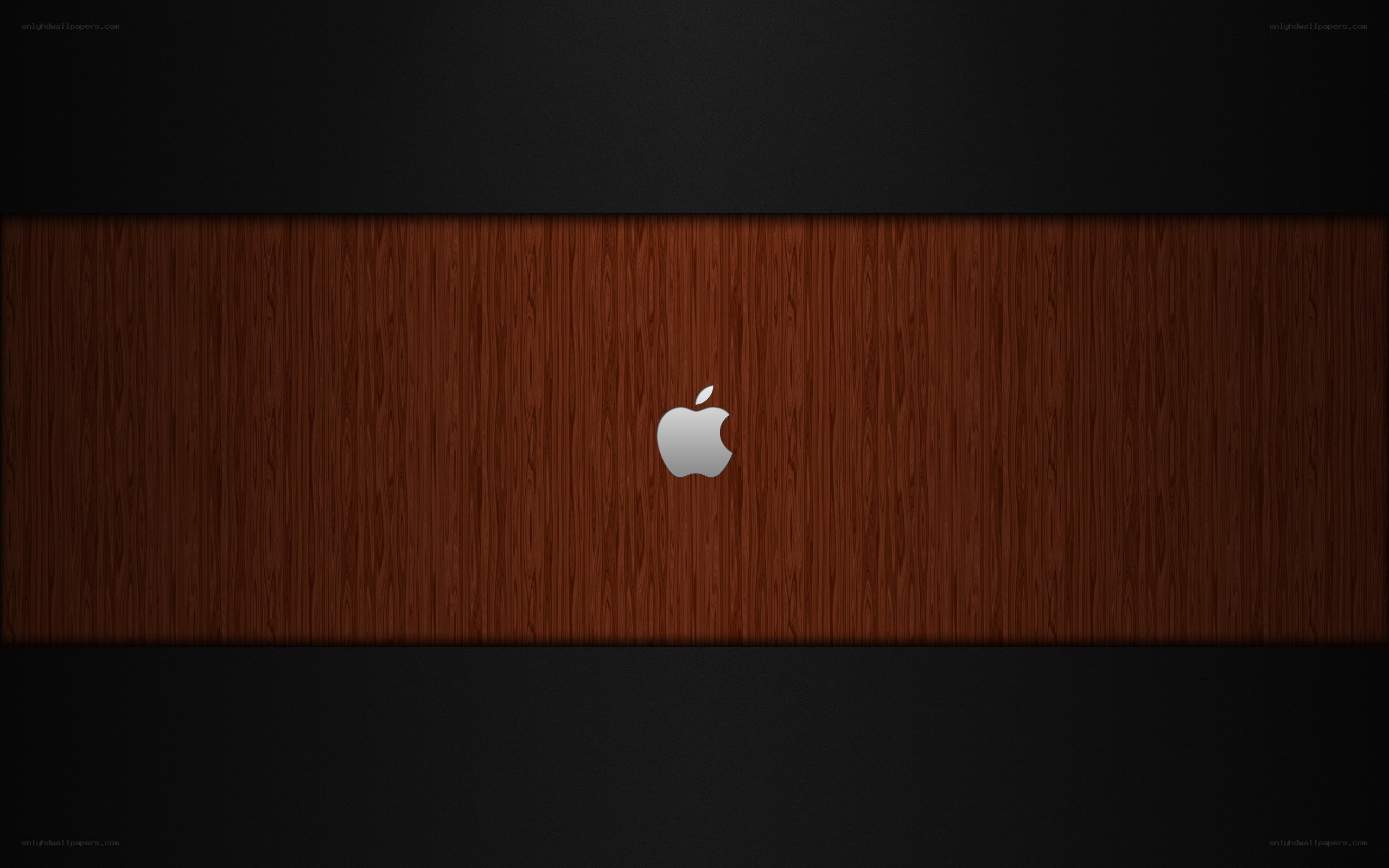 Apple logo on wood texture