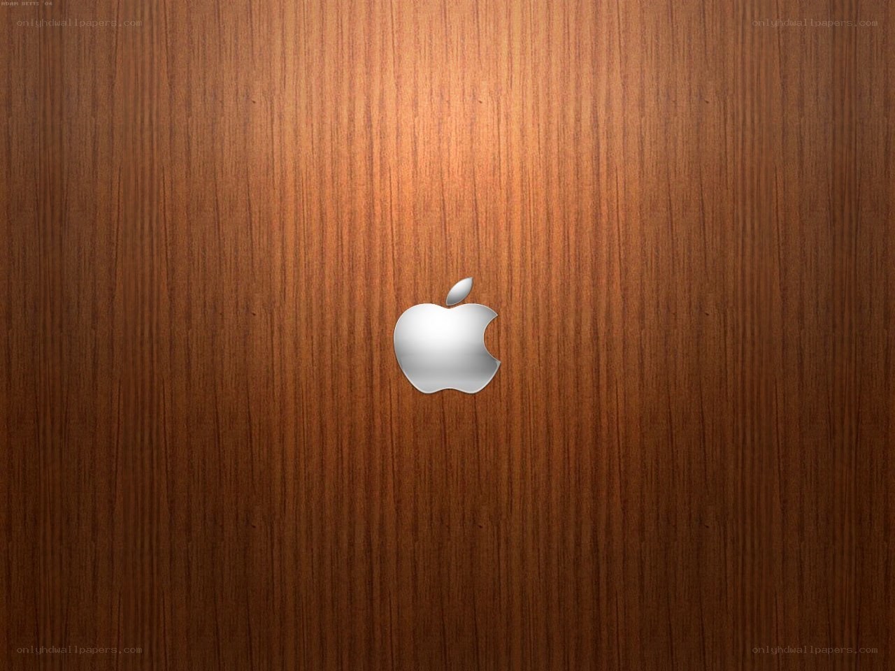 Apple logo on wood texture