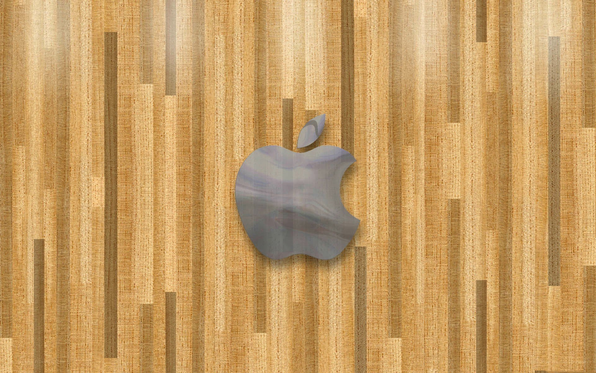 Apple logo on wood texture