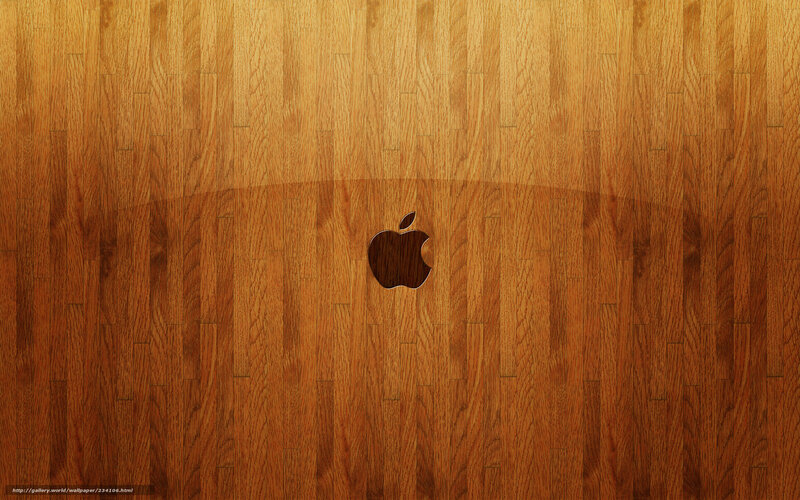 Apple logo on wood texture