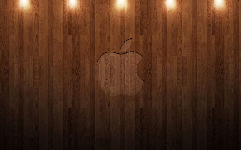 Apple logo on wood wall
