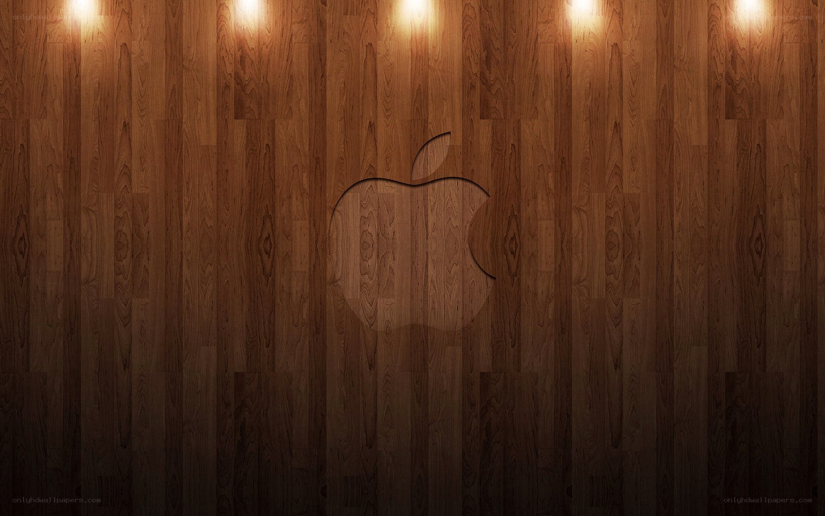 Apple logo on wood wall