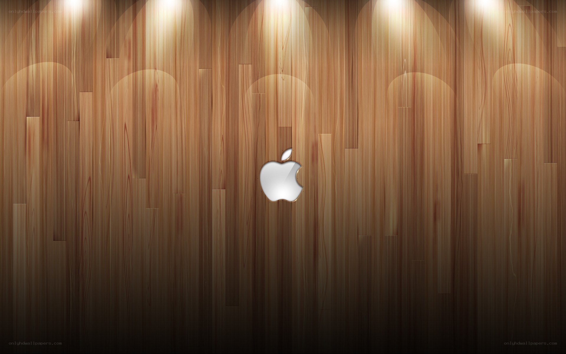 Apple logo on wood wall