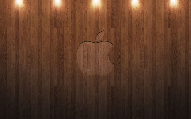 Apple logo on wood wall