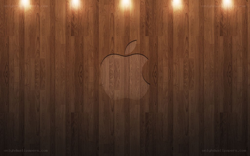 Apple logo on wood wall