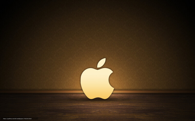 Apple logo on wooden floor