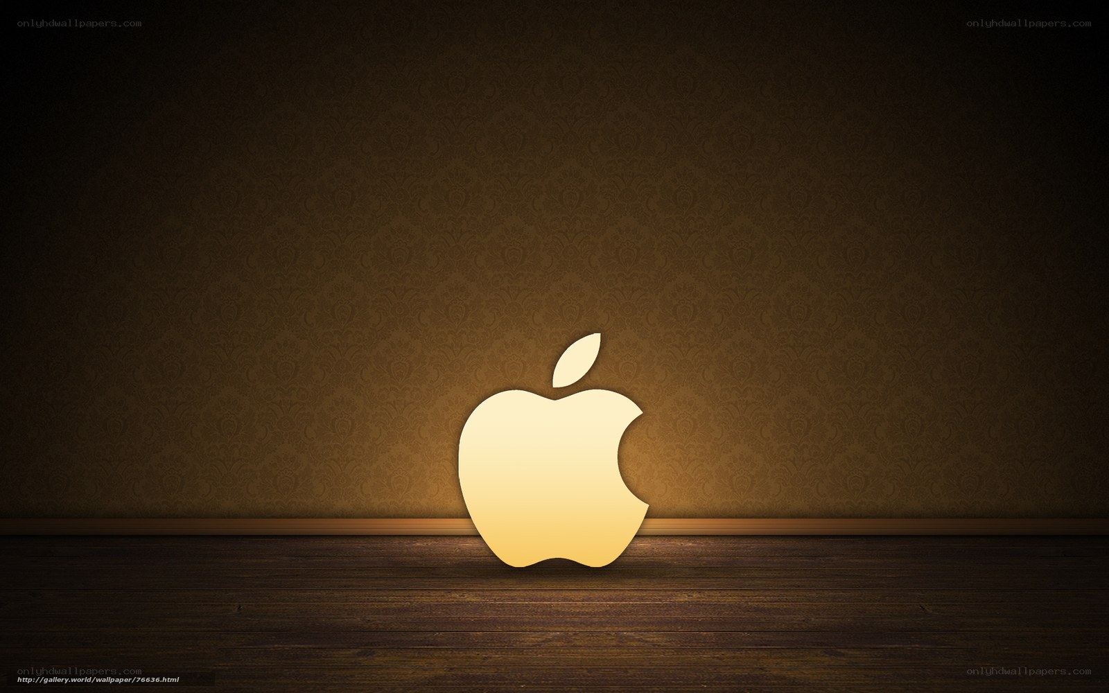 Apple logo on wooden floor