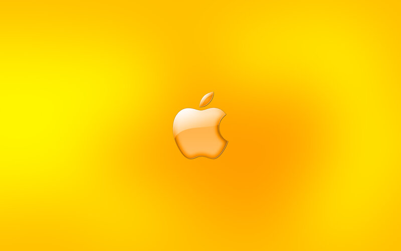 Apple logo on yellow background