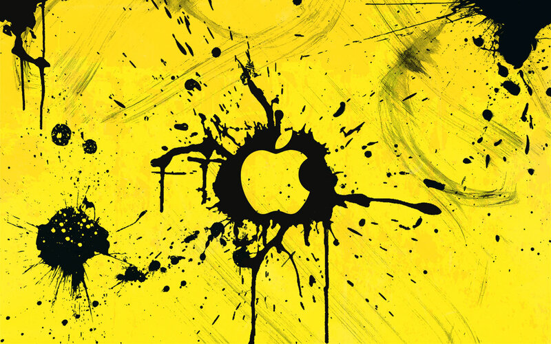 Apple logo on yellow splatter