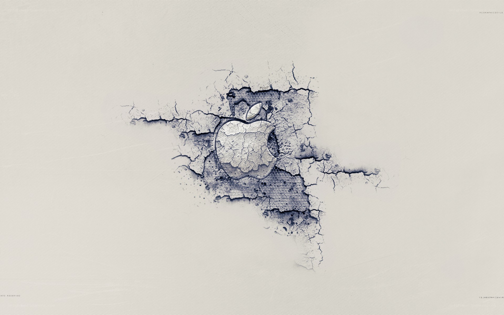Apple logo through cracked surface