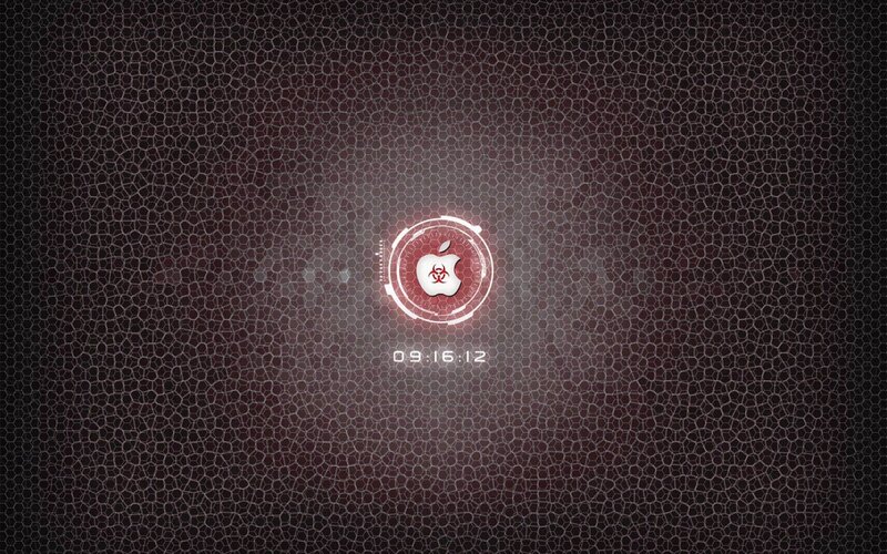 Apple logo with biohazard symbol