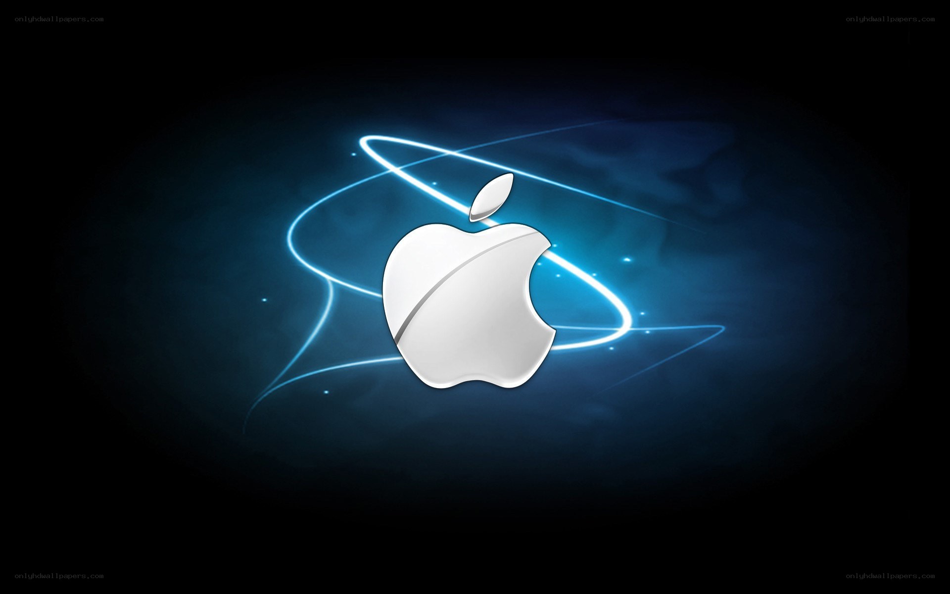 Apple logo with blue light trails